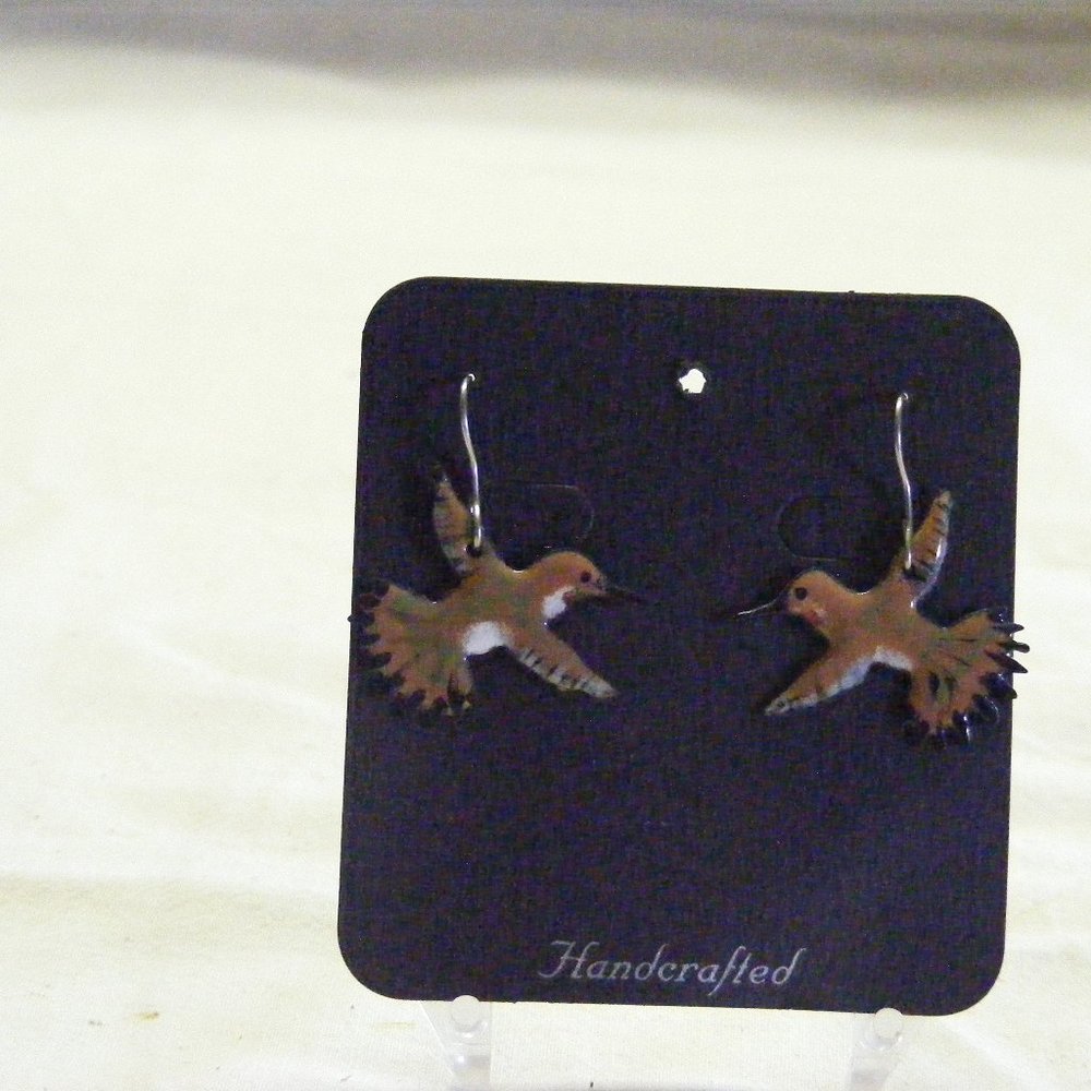 Individually Cut, Forged and Enameled "Hummingbird "Earring from SST Studios, Lt